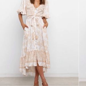 Petal & Pup Beige & White Dress